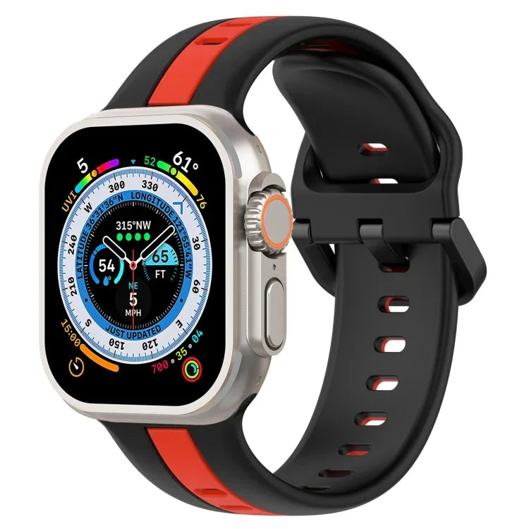 Bracelet de montre en silicone à boucle à double couleur, pour Apple Watch Ultra 49 mm, pour Apple Watch Series 8&7 45 mm, pour Apple Watch Series 8&7 41 mm