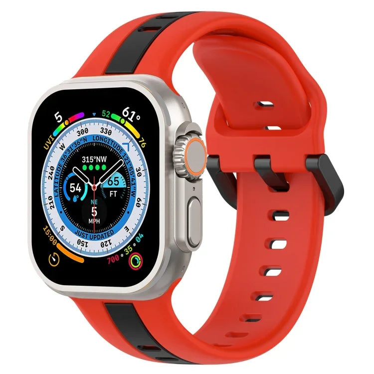 Bracelet de montre en silicone à boucle à double couleur, pour Apple Watch Ultra 49 mm, pour Apple Watch Series 8&7 45 mm, pour Apple Watch Series 8&7 41 mm