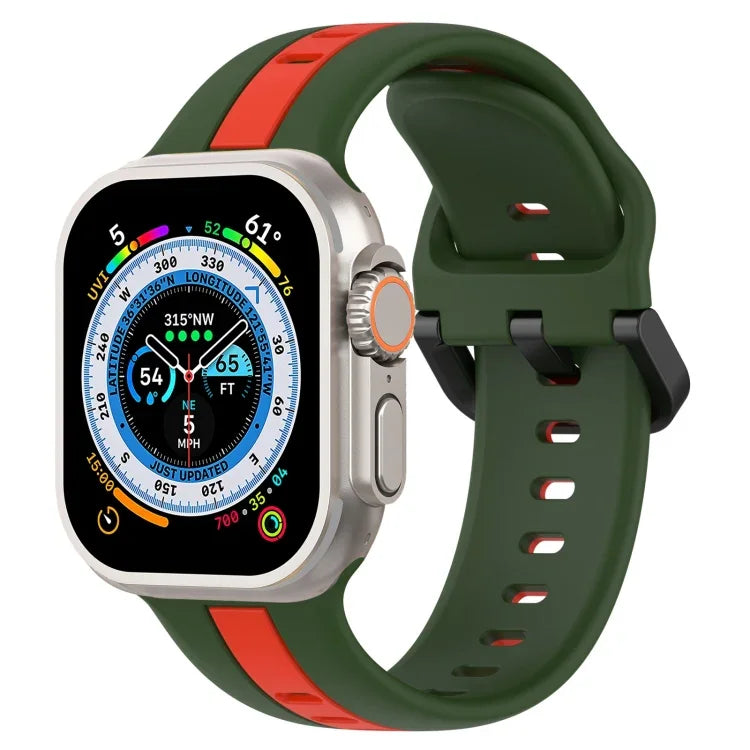 Bracelet de montre en silicone à boucle à double couleur, pour Apple Watch Ultra 49 mm, pour Apple Watch Series 8&7 45 mm, pour Apple Watch Series 8&7 41 mm