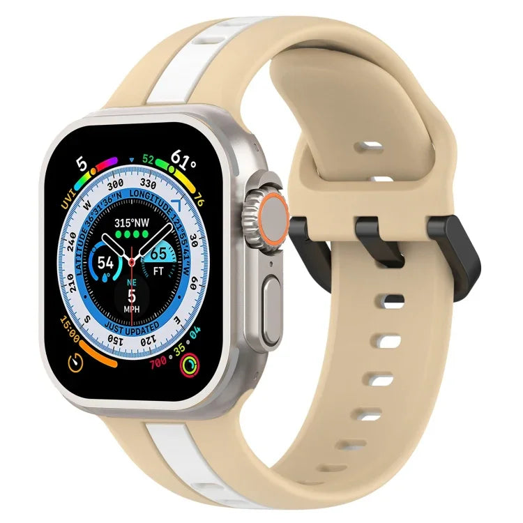 Bracelet de montre en silicone à boucle à double couleur, pour Apple Watch Ultra 49 mm, pour Apple Watch Series 8&7 45 mm, pour Apple Watch Series 8&7 41 mm