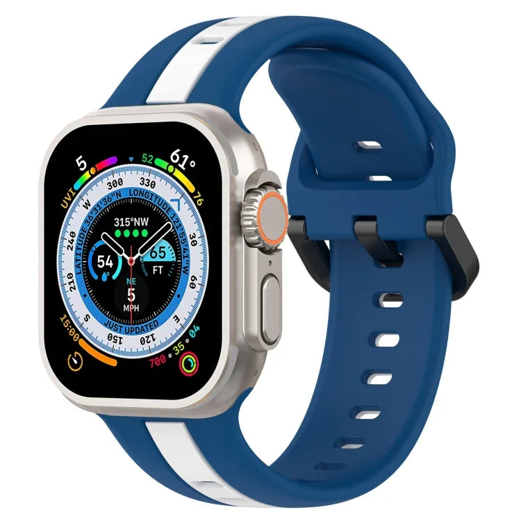 Bracelet de montre en silicone à boucle à double couleur, pour Apple Watch Ultra 49 mm, pour Apple Watch Series 8&7 45 mm, pour Apple Watch Series 8&7 41 mm