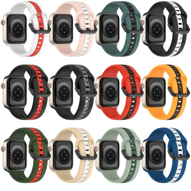 Bracelet de montre en silicone à boucle à double couleur, pour Apple Watch Ultra 49 mm, pour Apple Watch Series 8&7 45 mm, pour Apple Watch Series 8&7 41 mm