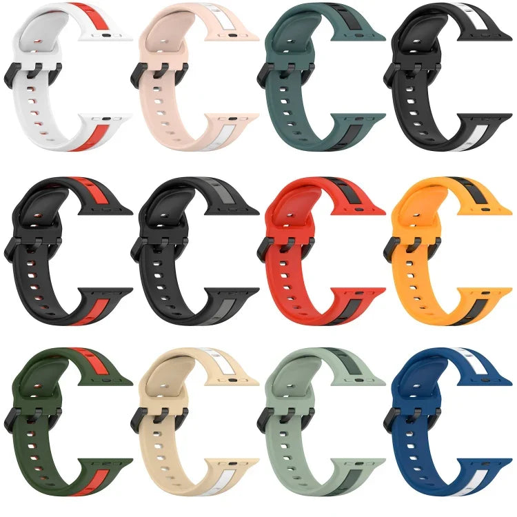 Bracelet de montre en silicone à boucle à double couleur, pour Apple Watch Ultra 49 mm, pour Apple Watch Series 8&7 45 mm, pour Apple Watch Series 8&7 41 mm