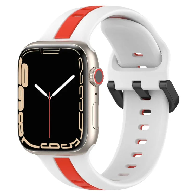 Bracelet de montre en silicone à boucle à double couleur, pour Apple Watch Ultra 49 mm, pour Apple Watch Series 8&7 45 mm, pour Apple Watch Series 8&7 41 mm