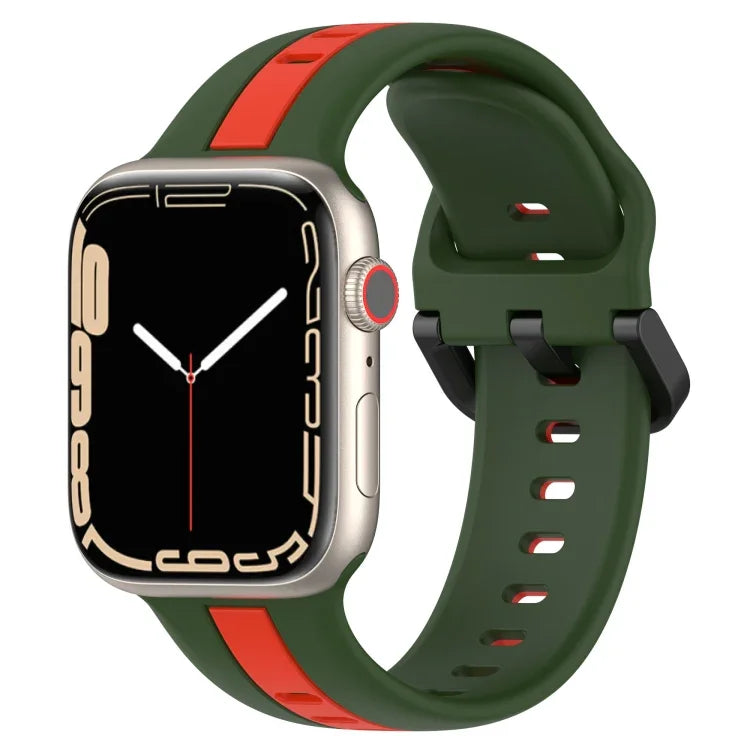 Bracelet de montre en silicone à boucle à double couleur, pour Apple Watch Ultra 49 mm, pour Apple Watch Series 8&7 45 mm, pour Apple Watch Series 8&7 41 mm
