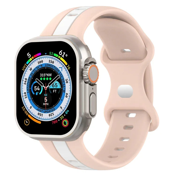 Bracelet de montre en silicone bicolore à boucle papillon, Pour Apple Watch Ultra 49 mm, Pour Apple Watch Series 8&7 45 mm, Pour Apple Watch Series 8&7 41 mm