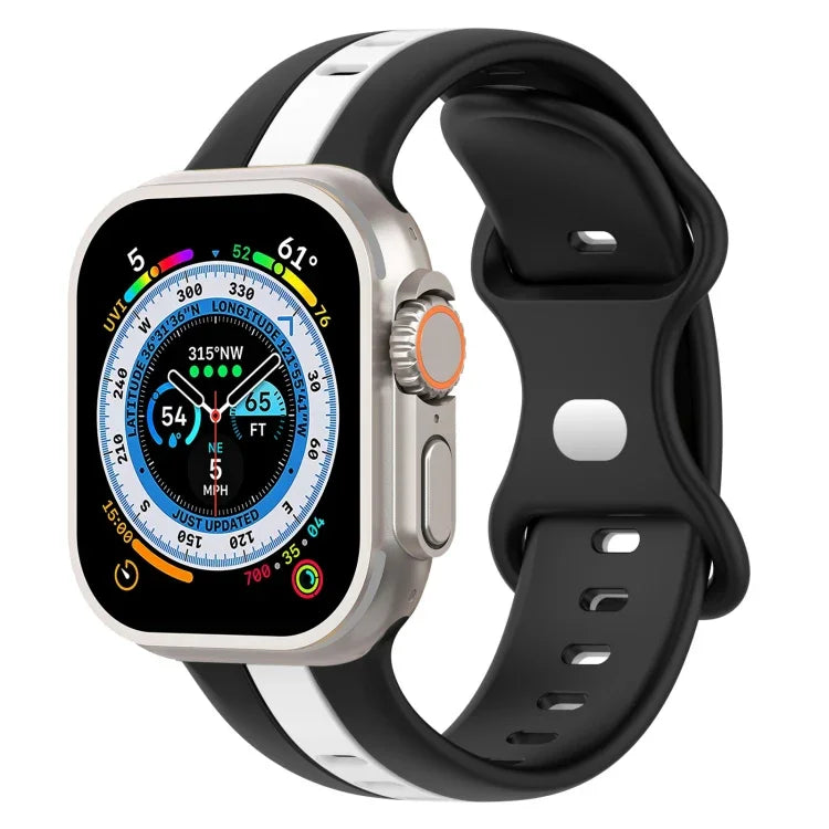 Bracelet de montre en silicone bicolore à boucle papillon, Pour Apple Watch Ultra 49 mm, Pour Apple Watch Series 8&7 45 mm, Pour Apple Watch Series 8&7 41 mm