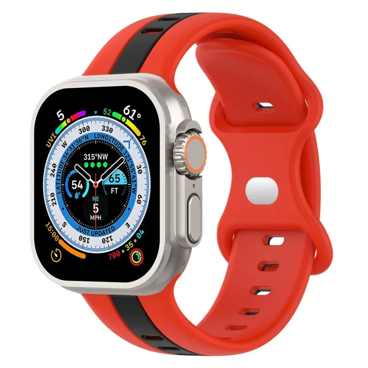 Bracelet de montre en silicone bicolore à boucle papillon, Pour Apple Watch Ultra 49 mm, Pour Apple Watch Series 8&7 45 mm, Pour Apple Watch Series 8&7 41 mm
