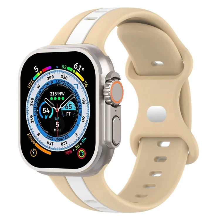 Bracelet de montre en silicone bicolore à boucle papillon, Pour Apple Watch Ultra 49 mm, Pour Apple Watch Series 8&7 45 mm, Pour Apple Watch Series 8&7 41 mm