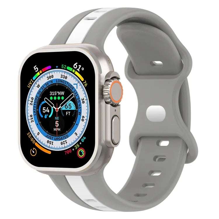 Bracelet de montre en silicone bicolore à boucle papillon, Pour Apple Watch Ultra 49 mm, Pour Apple Watch Series 8&7 45 mm, Pour Apple Watch Series 8&7 41 mm