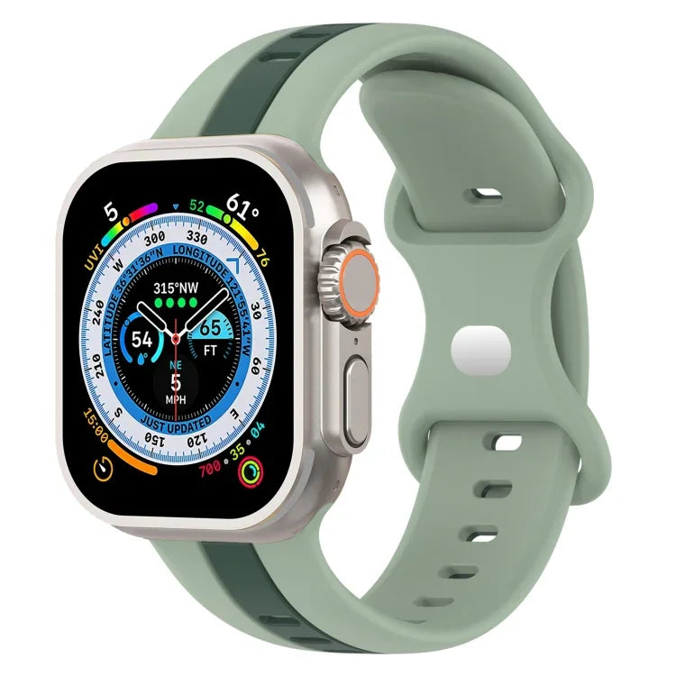Bracelet de montre en silicone bicolore à boucle papillon, Pour Apple Watch Ultra 49 mm, Pour Apple Watch Series 8&7 45 mm, Pour Apple Watch Series 8&7 41 mm