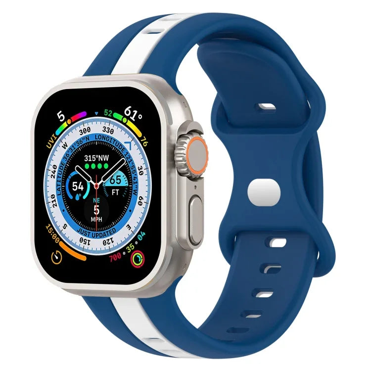Bracelet de montre en silicone bicolore à boucle papillon, Pour Apple Watch Ultra 49 mm, Pour Apple Watch Series 8&7 45 mm, Pour Apple Watch Series 8&7 41 mm
