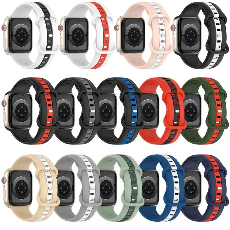 Bracelet de montre en silicone bicolore à boucle papillon, Pour Apple Watch Ultra 49 mm, Pour Apple Watch Series 8&7 45 mm, Pour Apple Watch Series 8&7 41 mm
