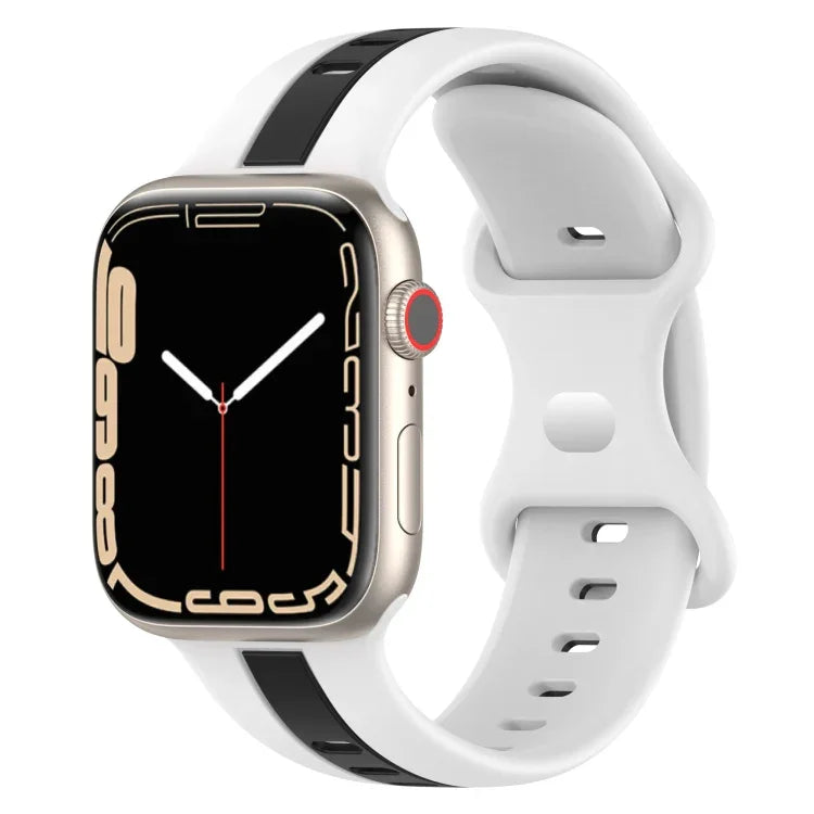 Bracelet de montre en silicone bicolore à boucle papillon, Pour Apple Watch Ultra 49 mm, Pour Apple Watch Series 8&7 45 mm, Pour Apple Watch Series 8&7 41 mm