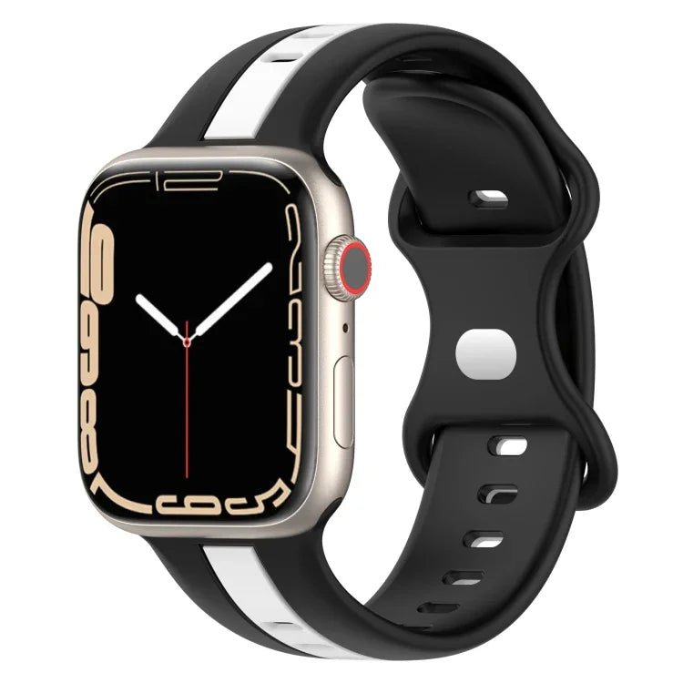 Bracelet de montre en silicone bicolore à boucle papillon, Pour Apple Watch Ultra 49 mm, Pour Apple Watch Series 8&7 45 mm, Pour Apple Watch Series 8&7 41 mm