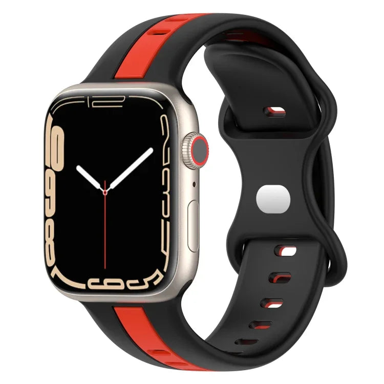 Bracelet de montre en silicone bicolore à boucle papillon, Pour Apple Watch Ultra 49 mm, Pour Apple Watch Series 8&7 45 mm, Pour Apple Watch Series 8&7 41 mm