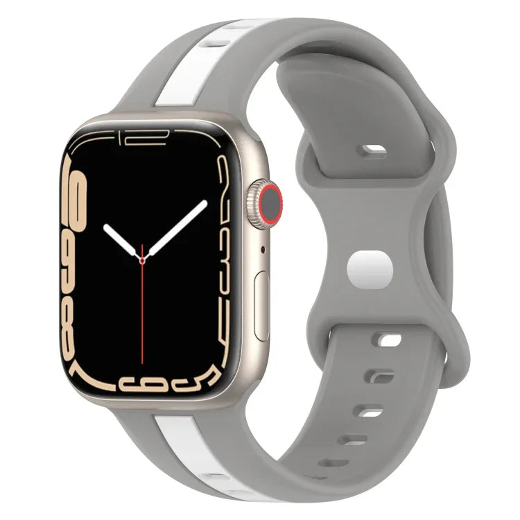Bracelet de montre en silicone bicolore à boucle papillon, Pour Apple Watch Ultra 49 mm, Pour Apple Watch Series 8&7 45 mm, Pour Apple Watch Series 8&7 41 mm