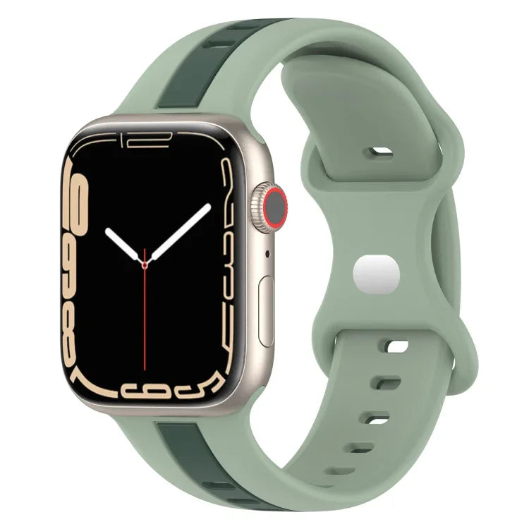 Bracelet de montre en silicone bicolore à boucle papillon, Pour Apple Watch Ultra 49 mm, Pour Apple Watch Series 8&7 45 mm, Pour Apple Watch Series 8&7 41 mm