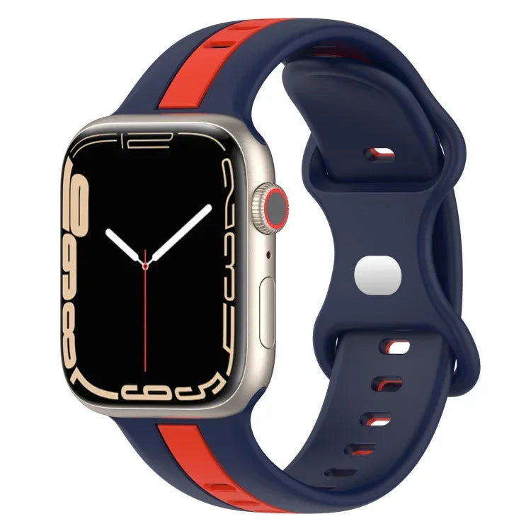 Bracelet de montre en silicone bicolore à boucle papillon, Pour Apple Watch Ultra 49 mm, Pour Apple Watch Series 8&7 45 mm, Pour Apple Watch Series 8&7 41 mm