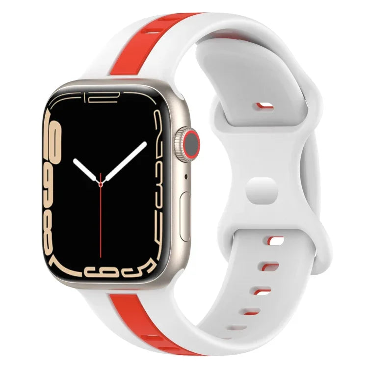 Bracelet de montre en silicone bicolore à boucle papillon, Pour Apple Watch Ultra 49 mm, Pour Apple Watch Series 8&7 45 mm, Pour Apple Watch Series 8&7 41 mm