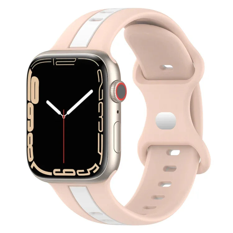 Bracelet de montre en silicone bicolore à boucle papillon, Pour Apple Watch Ultra 49 mm, Pour Apple Watch Series 8&7 45 mm, Pour Apple Watch Series 8&7 41 mm