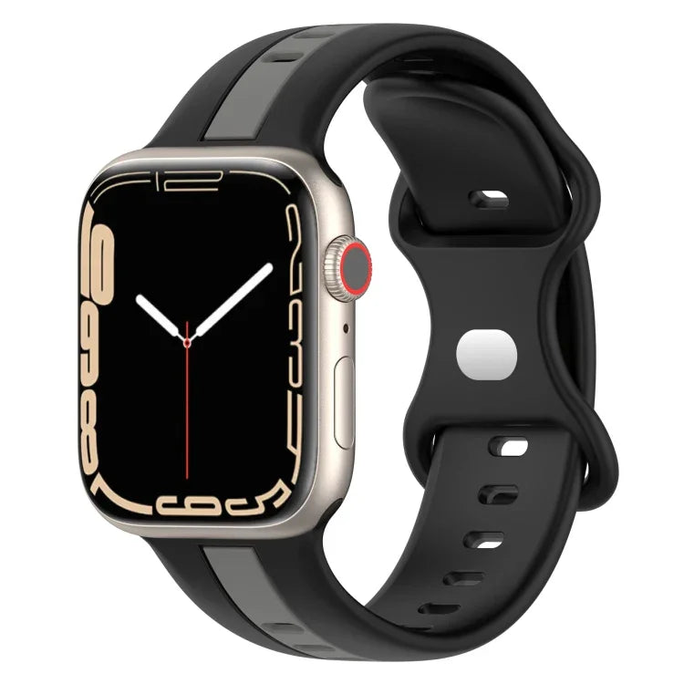Bracelet de montre en silicone bicolore à boucle papillon, Pour Apple Watch Ultra 49 mm, Pour Apple Watch Series 8&7 45 mm, Pour Apple Watch Series 8&7 41 mm