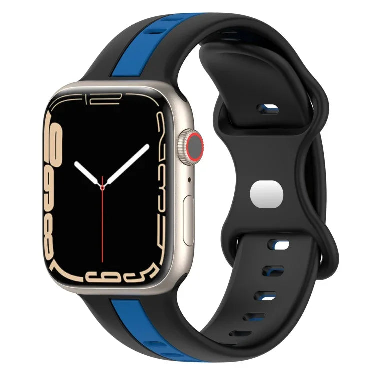 Bracelet de montre en silicone bicolore à boucle papillon, Pour Apple Watch Ultra 49 mm, Pour Apple Watch Series 8&7 45 mm, Pour Apple Watch Series 8&7 41 mm