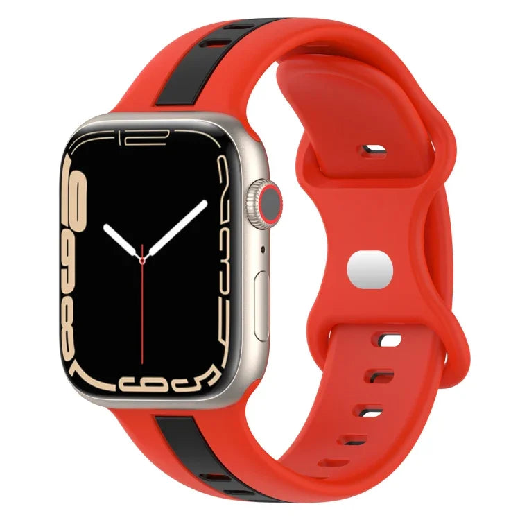 Bracelet de montre en silicone bicolore à boucle papillon, Pour Apple Watch Ultra 49 mm, Pour Apple Watch Series 8&7 45 mm, Pour Apple Watch Series 8&7 41 mm