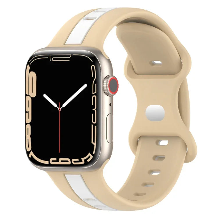 Bracelet de montre en silicone bicolore à boucle papillon, Pour Apple Watch Ultra 49 mm, Pour Apple Watch Series 8&7 45 mm, Pour Apple Watch Series 8&7 41 mm