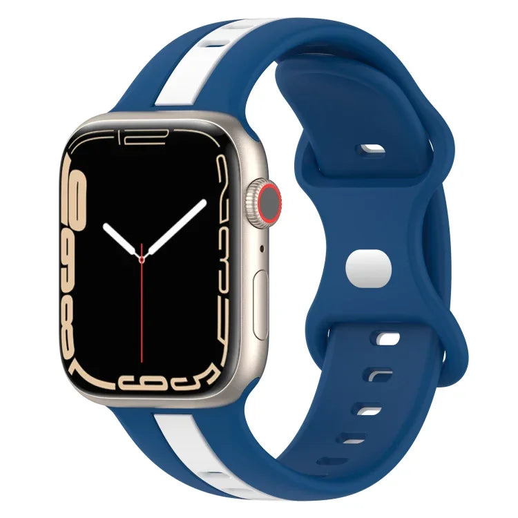 Bracelet de montre en silicone bicolore à boucle papillon, Pour Apple Watch Ultra 49 mm, Pour Apple Watch Series 8&7 45 mm, Pour Apple Watch Series 8&7 41 mm
