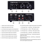 Contrôleur de volume commutateur 2 entrées 2 sorties, commutation de signal RCA vers signal équilibré XLR sans alimentation. Fournit interfaces RCA et XLR, réglage indépendant du volume des canaux L/R, adapté aux appareils nécessitant un réglage de volume