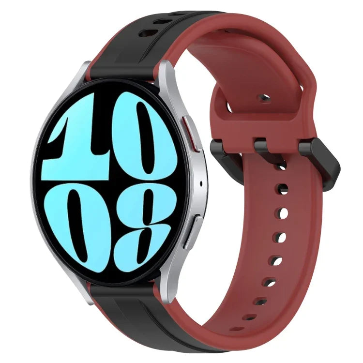 Bracelet de montre en silicone bicolore à boucle convexe de 20 mm, pour Samsung Galaxy Watch 6 40 mm, pour Samsung Galaxy Watch 6 Classic 43 mm