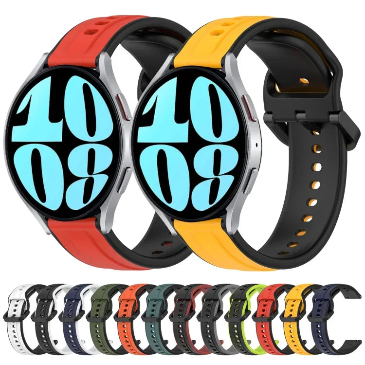 Bracelet de montre en silicone bicolore à boucle convexe de 20 mm, pour Samsung Galaxy Watch 6 40 mm, pour Samsung Galaxy Watch 6 Classic 43 mm