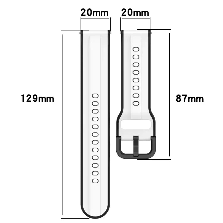 Bracelet de montre en silicone bicolore à boucle convexe de 20 mm, pour Samsung Galaxy Watch 6 40 mm, pour Samsung Galaxy Watch 6 Classic 43 mm