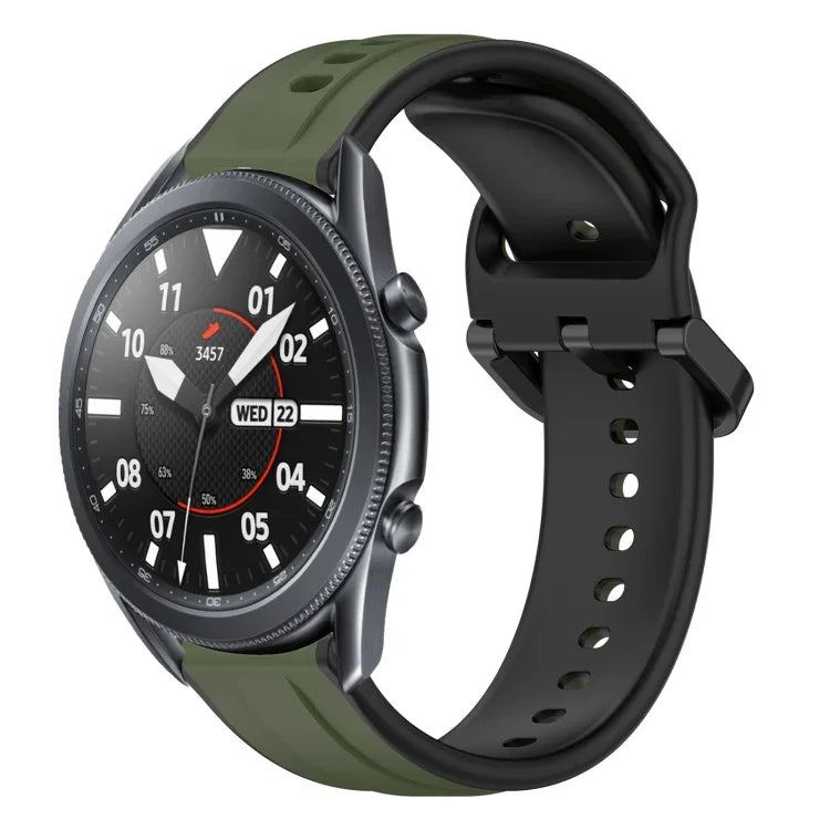 Bracelet de montre en silicone bicolore à boucle convexe de 22 mm, pour Samsung Galaxy Watch3 45 mm, pour Samsung Galaxy Watch 46 mm, pour Samsung Gear S3 Classic, pour Samsung Gear S3 Frontier