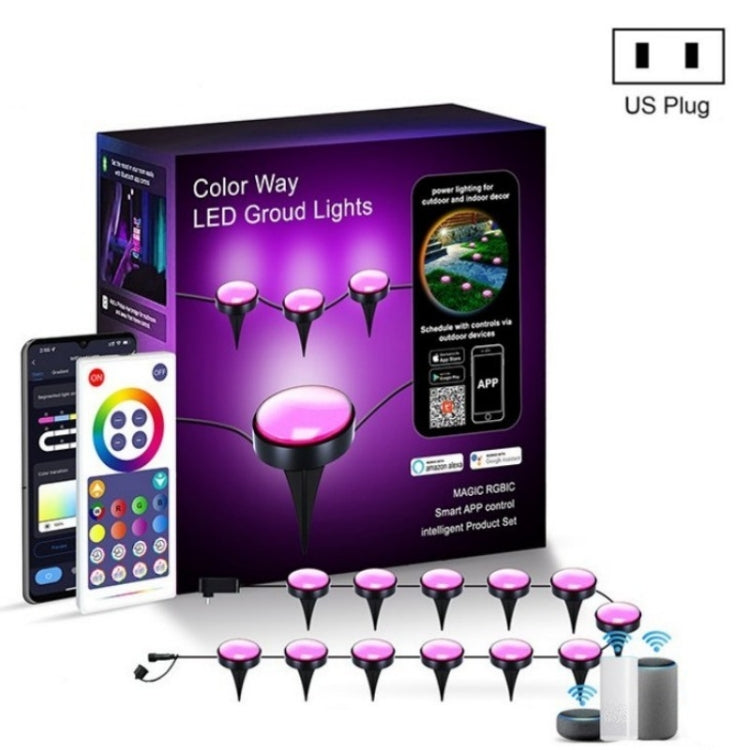 CP01 Lampe de jardin intelligente d'extérieur WIFI avec contrôle via application, lumières de sol d'extérieur synchronisées avec la musique, prise US, prise EU