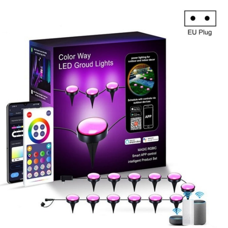 CP01 Lampe de jardin intelligente d'extérieur WIFI avec contrôle via application, lumières de sol d'extérieur synchronisées avec la musique, prise US, prise EU