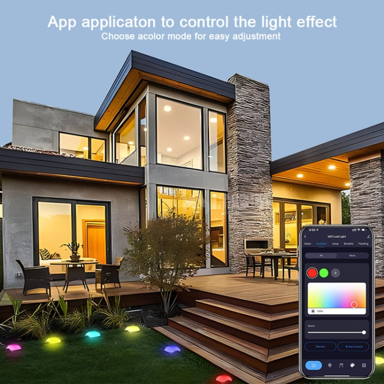CP01 Lampe de jardin intelligente d'extérieur WIFI avec contrôle via application, lumières de sol d'extérieur synchronisées avec la musique, prise US, prise EU