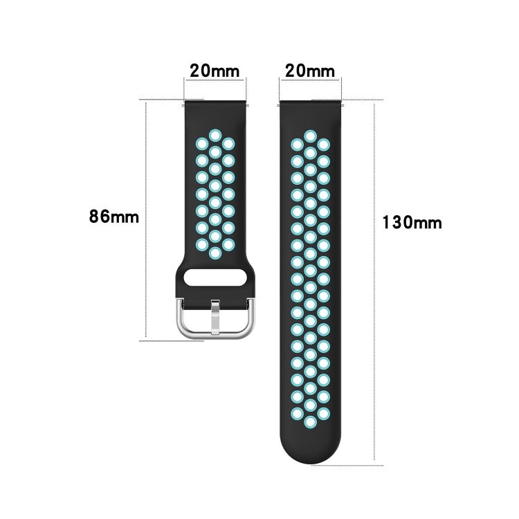 20mm Perforated Breathable Sports Silicone Watch Band, For Amazfit GTS 4 Mini, For Amazfit Bip3, For Amazfit Bip 1S