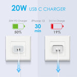 Chargeur mural rapide à port unique NORTHJO NOPD2000 PD 20W USB-C / Type-C, prise US, prise EU