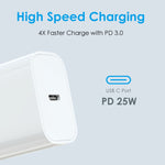 Chargeur rapide à port unique NORTHJO NOPD2501 PD 25W USB-C / Type-C, prise US, prise EU, prise UK, prise AU