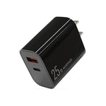 Chargeur rapide à double port NORTHJO NOPD2502 PD 25W USB-C/Type-C + QC 3.0 USB, prise US, prise EU, prise UK, prise AU