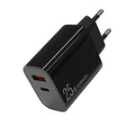 Chargeur rapide à double port NORTHJO NOPD2502 PD 25W USB-C/Type-C + QC 3.0 USB, prise US, prise EU, prise UK, prise AU
