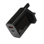 Chargeur rapide à double port NORTHJO NOPD2502 PD 25W USB-C/Type-C + QC 3.0 USB, prise US, prise EU, prise UK, prise AU