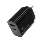Chargeur rapide à double port NORTHJO NOPD2502 PD 25W USB-C/Type-C + QC 3.0 USB, prise US, prise EU, prise UK, prise AU