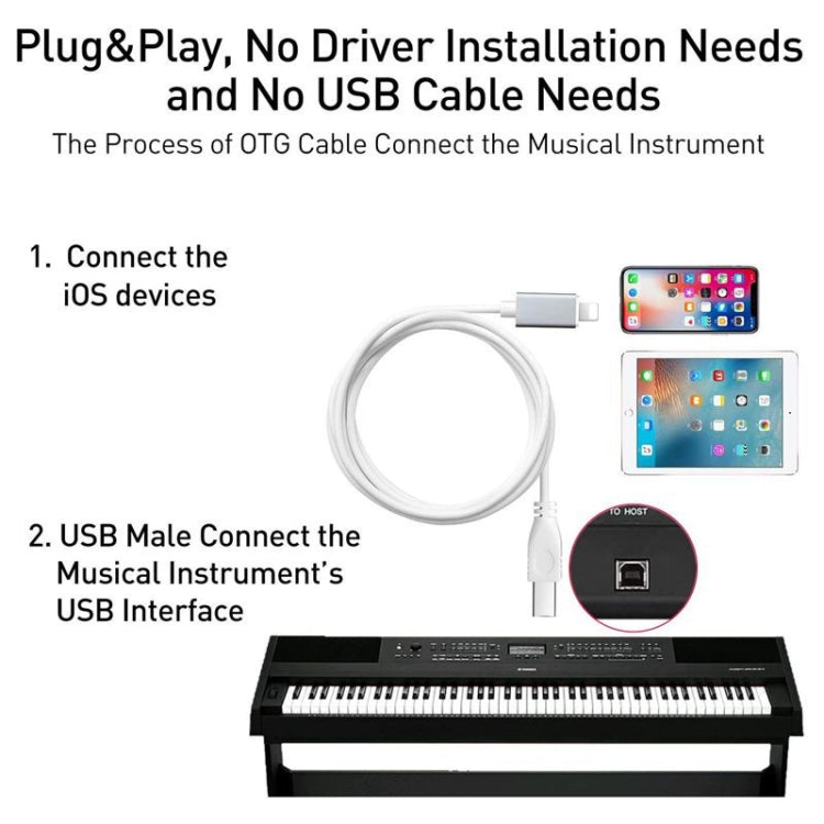 Câble MIDI 1m 8 broches vers USB-B pour iPad / iPhone, 8 broches