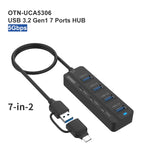 Station d'accueil HUB USB3.0 + Type-C 7 ports 7 en 2 Onten UCA5306, support fonction OTG, UCA5306