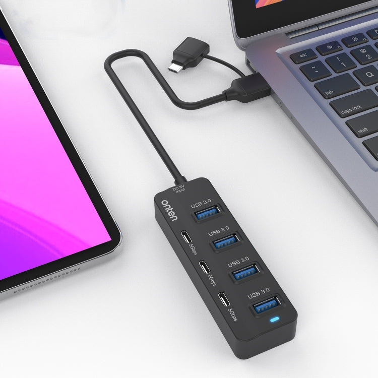 Station d'accueil HUB USB3.0 + Type-C 7 ports 7 en 2 Onten UCA5306, support fonction OTG, UCA5306