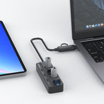 Station d'accueil HUB USB3.0 + Type-C 7 ports 7 en 2 Onten UCA5306, support fonction OTG, UCA5306