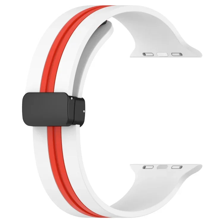 Bracelet de montre en silicone bicolore à fermoir magnétique, pour Apple Watch Ultra 49 mm, pour Apple Watch Series 8&7 45 mm, pour Apple Watch Series 8&7 41 mm